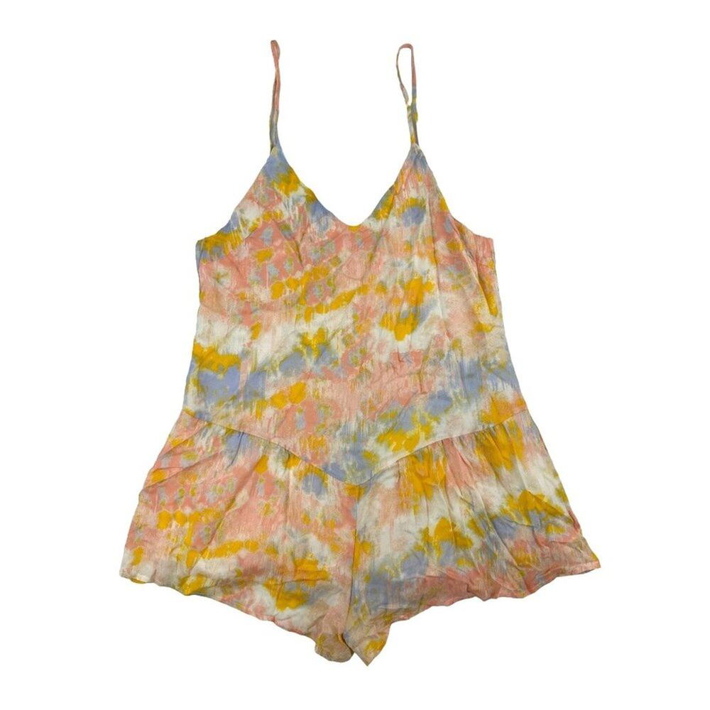 Wild Honey Boutique - Romper in Tie Dye Pastels Yellow Pink and Blue